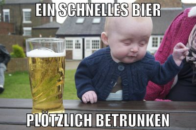 Ein schnelles Bier Plötzlich betrunken