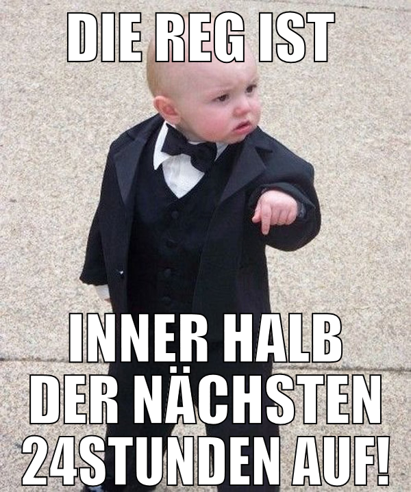 die reg ist  inner halb der nächsten 24stunden auf