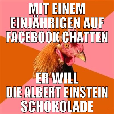 Mit einem Einjährigen auf Facebook chatten er will