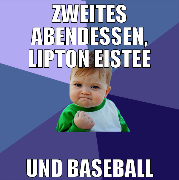Zweites abendessen, lipton eistee und baseball