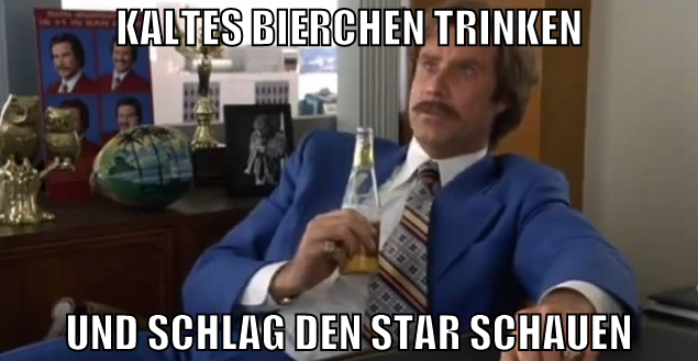 kaltes bierchen trinken und schlag den star schaue