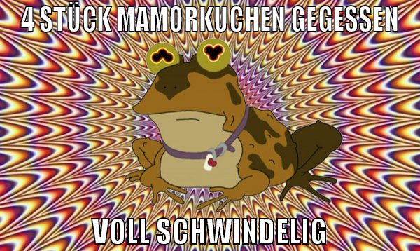 4 stück mamorkuchen gegessen voll schwindelig