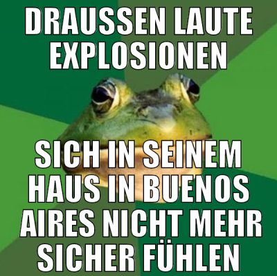 Draussen laute Explosionen sich in seinem haus in