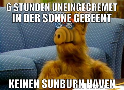 6 Stunden uneingecremet in der Sonne gebeent keine