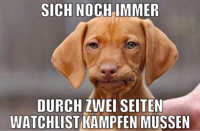 sich noch immer durch zwei seiten watchlist kämpfe