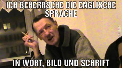 Ich beherrsche die englische Sprache in Wort, Bild