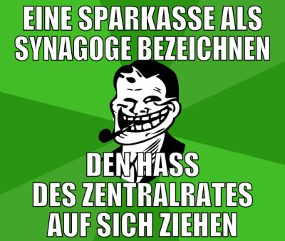 Eine Sparkasse als Synagoge bezeichnen den hass de