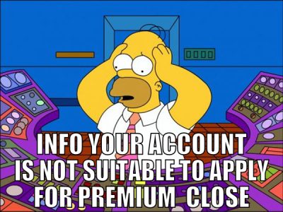 Info Your account is not suitable to apply for pre