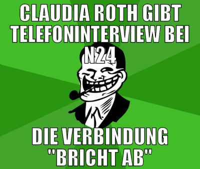 CLaudia roth gibt telefoninterview bei n24 die ver