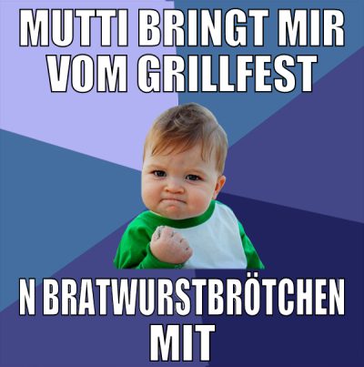 mutti bringt mir vom grillfest n bratwurstbrötchen