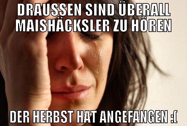 draußen sind überall maishäcksler zu hören der her