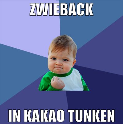 zwieback in kakao tunken