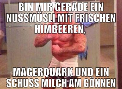 Bin mir gerade ein Nussmüsli mit frischen Himbeere