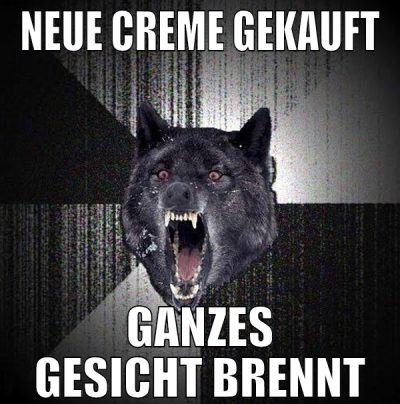 Neue creme gekauft ganzes gesicht brennt