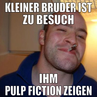 kleiner bruder ist zu besuch ihm pulp fiction zeig