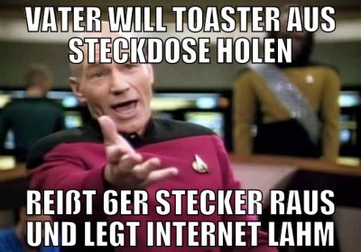 vater will toaster aus steckdose holen reißt 6er s