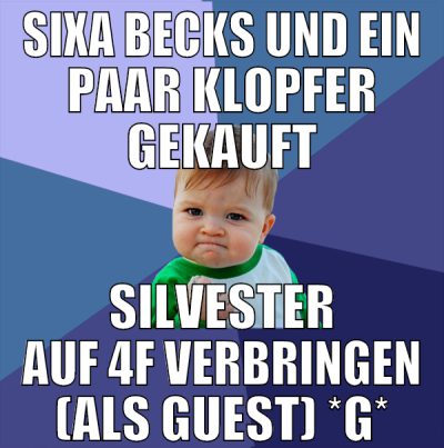 sixa becks und ein paar klopfer gekauft silvester