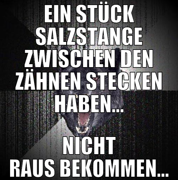 Ein Stück Salzstange zwischen den zähnen stecken h
