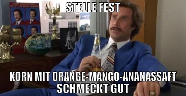 stelle fest Korn mit Orange-Mango-Ananassaft schme