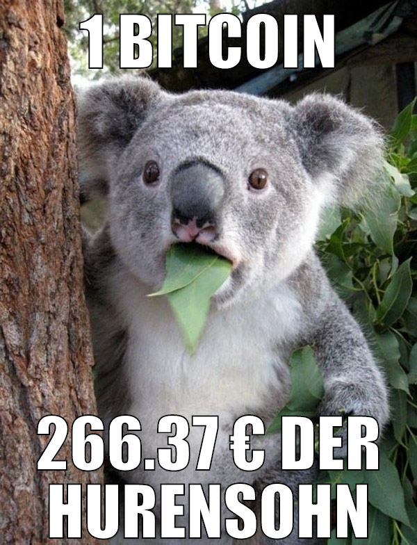 1 bitcoin 266.37 € der hurensohn