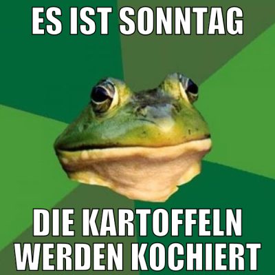 es ist sonntag die kartoffeln werden kochiert