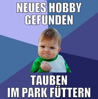 neues hobby gefunden tauben im park füttern
