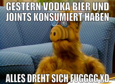 gestern vodka bier und joints konsumiert haben all