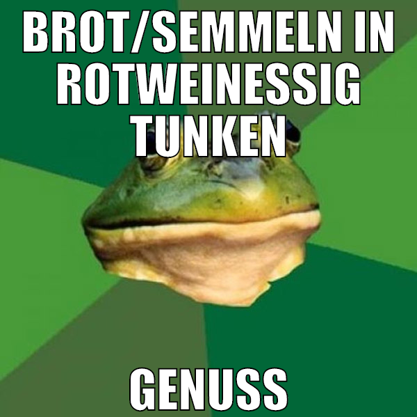 brot/semmeln in rotweinessig tunken genuss