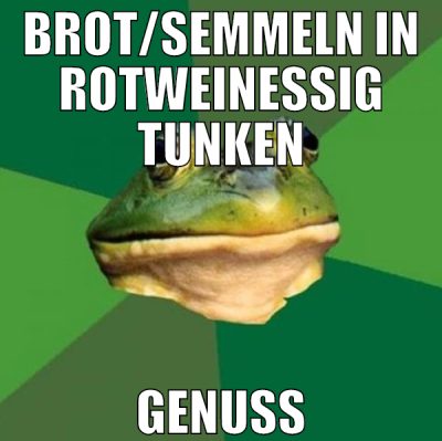 brot/semmeln in rotweinessig tunken genuss