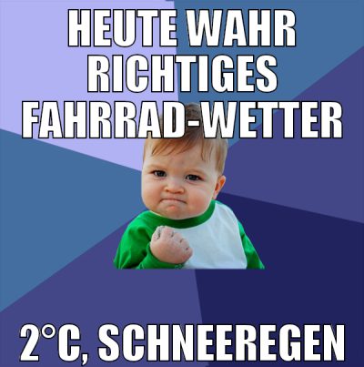 heute wahr richtiges fahrrad-wetter 2°C, Schneereg