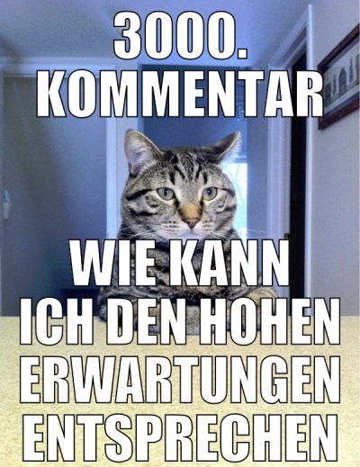 3000. Kommentar wie kann ich den hohen erwartungen