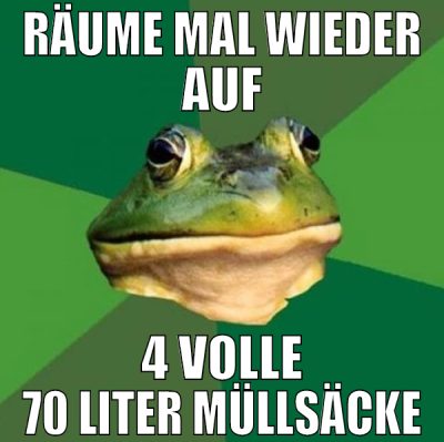 Räume mal wieder auf 4 volle 70 Liter Müllsäcke