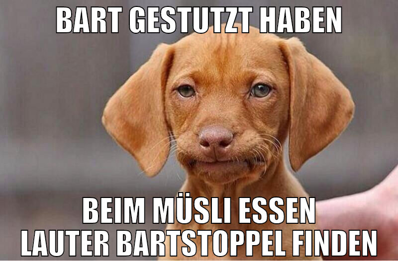 bart gestutzt haben beim müsli essen lauter bartst