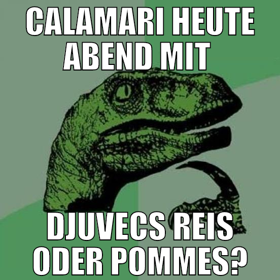 calamari heute abend mit  djuvecs reis oder pommes
