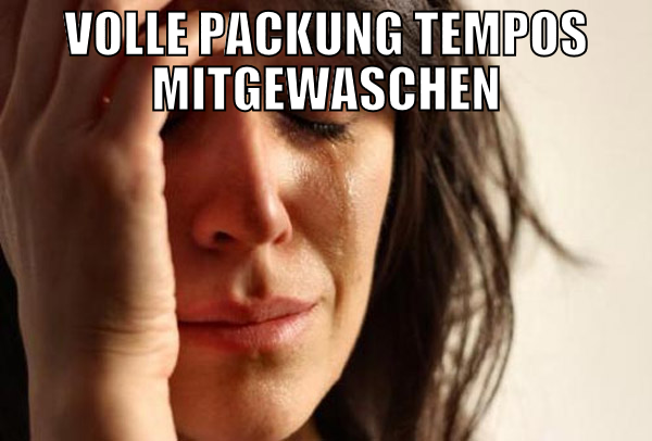 Volle Packung Tempos mitgewaschen