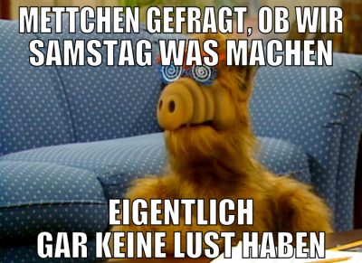Mettchen gefragt, ob wir samstag was machen eigent