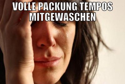Volle Packung Tempos mitgewaschen
