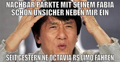 Nachbar parkte mit seinem Fabia schon unsicher neb
