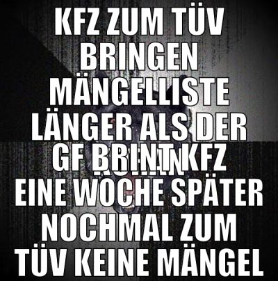 KFZ ZUM TÜV BRINGEN MÄNGELLISTE LÄNGER ALS DER KOR