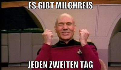 Es gibt Milchreis Jeden zweiten tag
