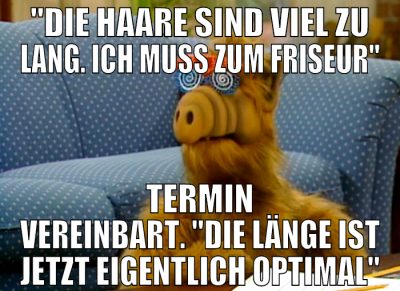 "die haare sind viel zu lang. ich muss zum friseur