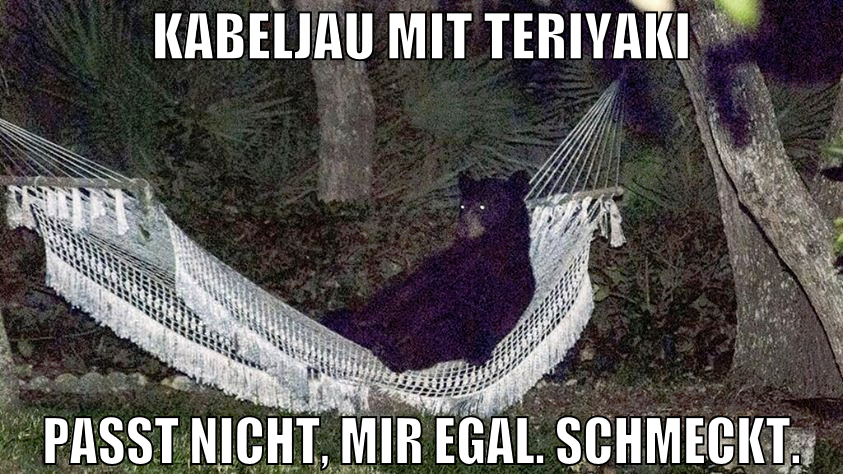 kabeljau mit teriyaki passt nicht, mir egal. schme