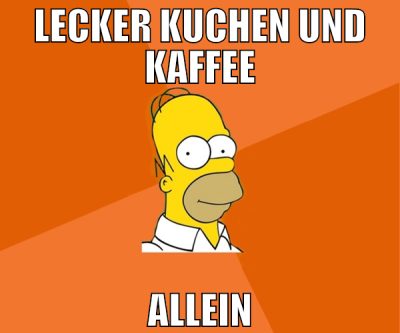 lecker kuchen und kaffee allein