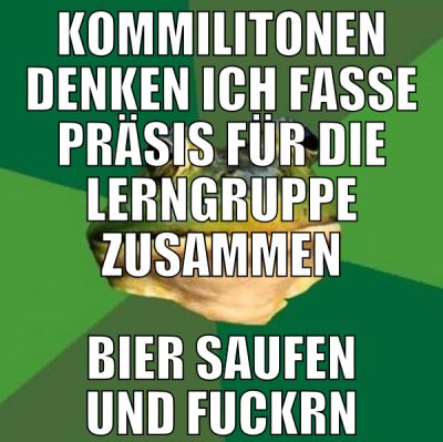 kommilitonen denken ich fasse präsis für die lerng