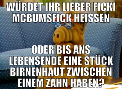 würdet ihr lieber ficki mcbumsfick heissen oder bi