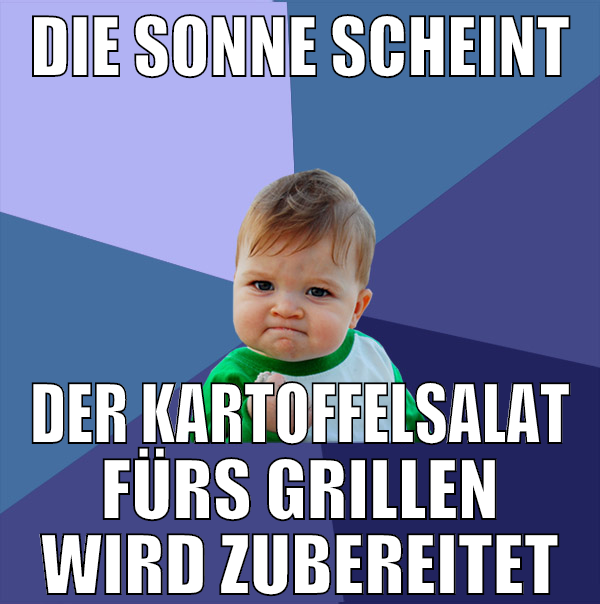 die sonne scheint der kartoffelsalat fürs grillen