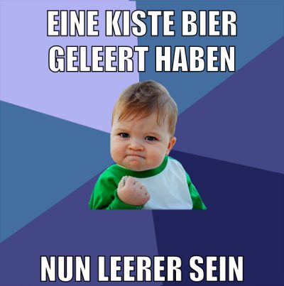 eine kiste bier geleert haben nun leerer sein