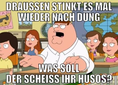 draussen stinkt es mal wieder nach dung was soll d