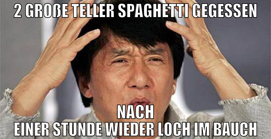 2 große teller spaghetti gegessen nach einer stund