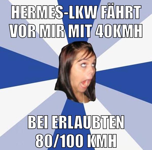 hermes-lkw fährt vor mir mit 40kmh bei erlaubten 80/100 kmh